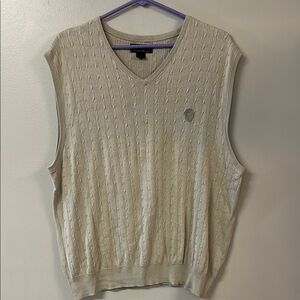 Walter Hagen Cream V-Neck Sweater Vest with Textured Knit